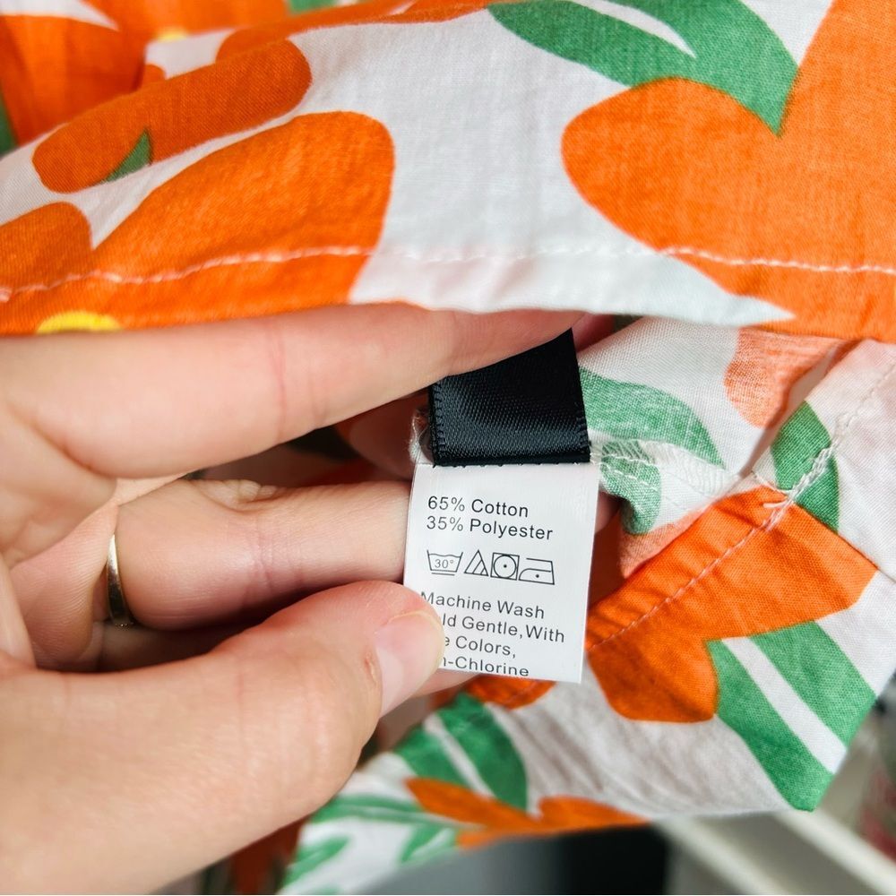 Floral Orange and Green Dress sz M - Picture 6 of 6